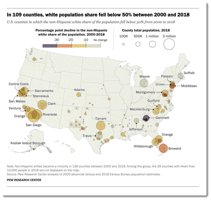 109 U.S. counties where white population is below 50%